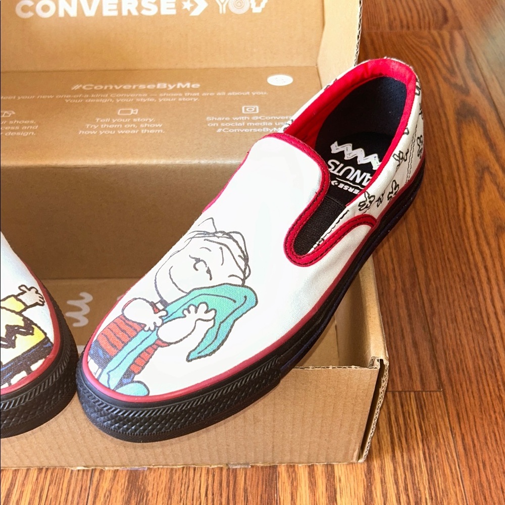 NIB‎ Converse x Peanuts Deck Star Slide RARE Charlie Brown/Linus Unisex M8.5 W10 - Picture 2 of 11